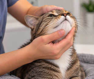 Gently hold your pet