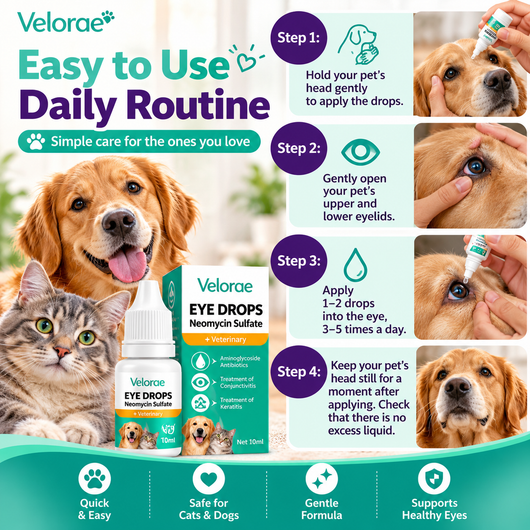 Velorae Advanced Eye Hygiene Solution | Gentle Cleansing Drops for Dog